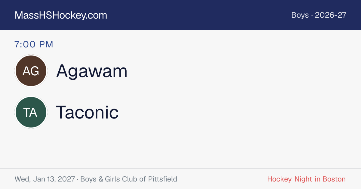 Agawam at Taconic score card