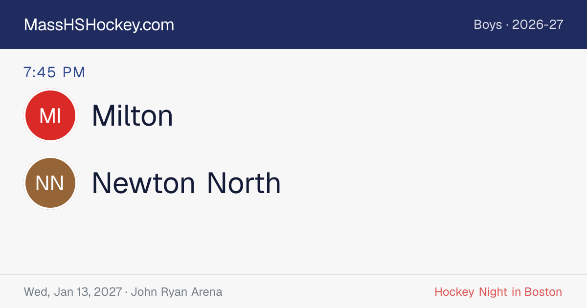 Milton at Newton North score card