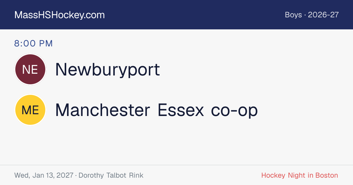Newburyport at Manchester Essex co-op score card