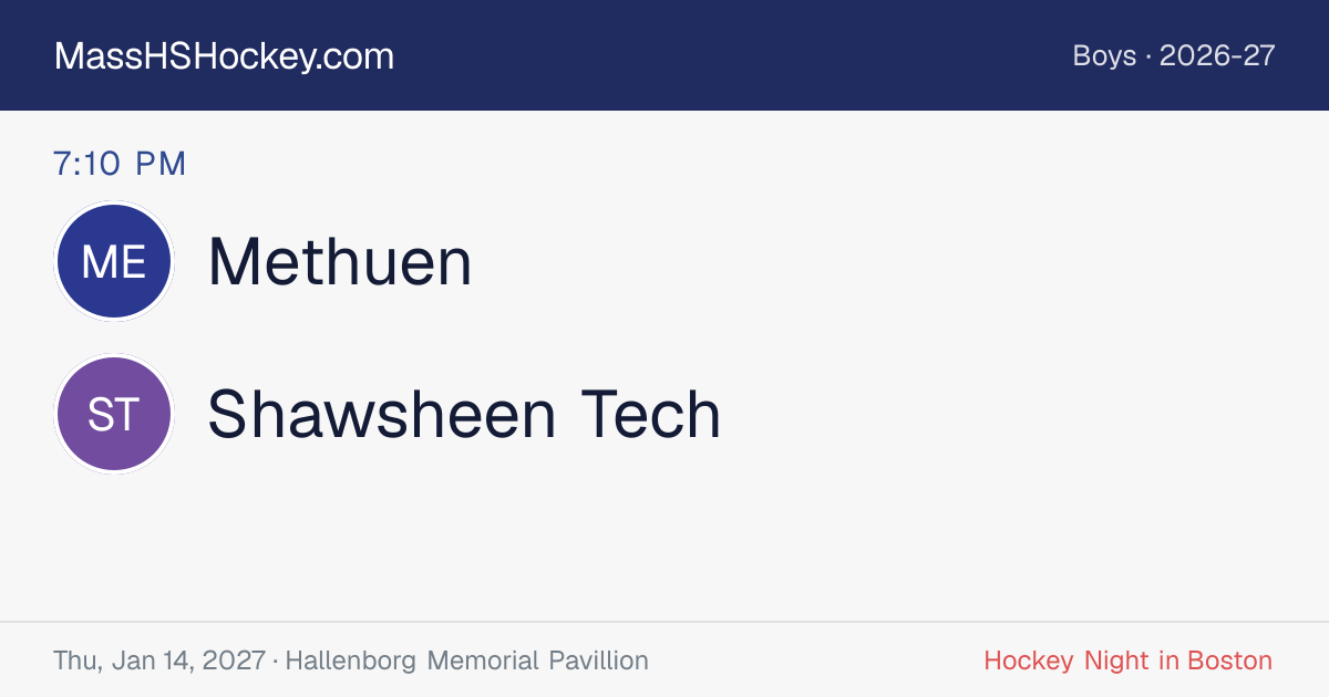 Methuen at Shawsheen Tech score card