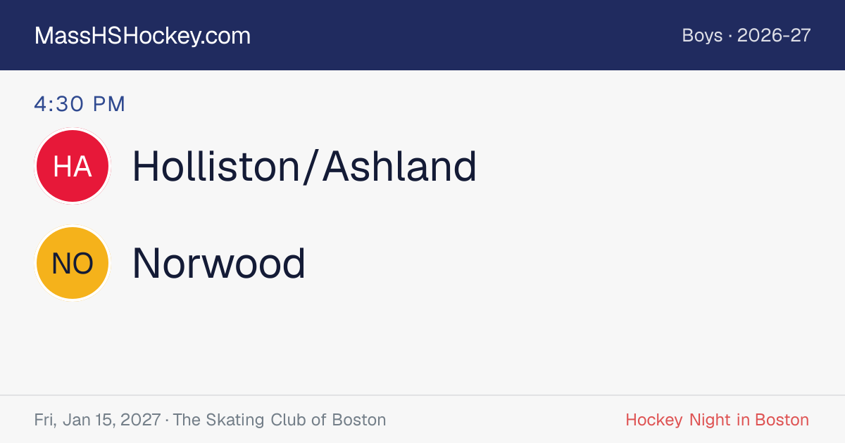 Holliston/Ashland at Norwood score card