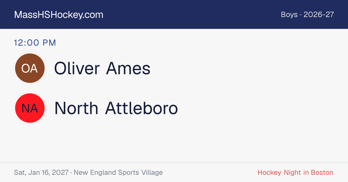Oliver Ames at North Attleboro score card