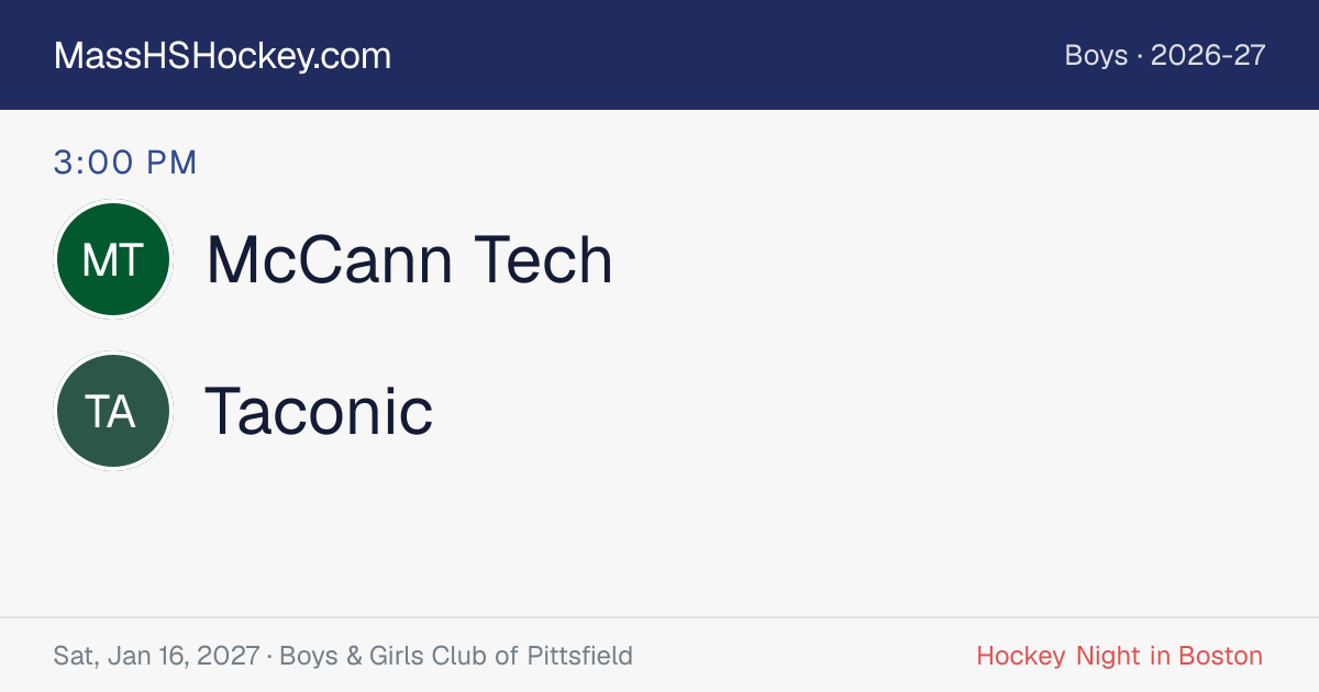 McCann Tech at Taconic score card