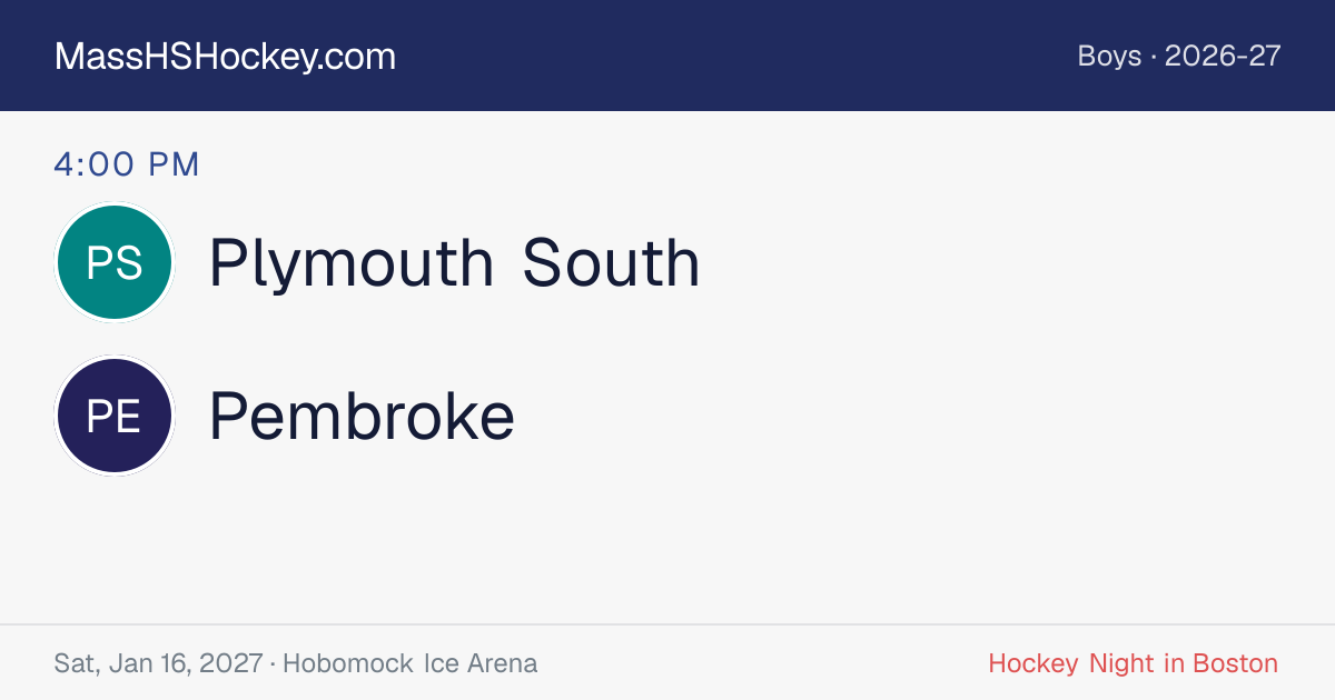 Plymouth South at Pembroke score card