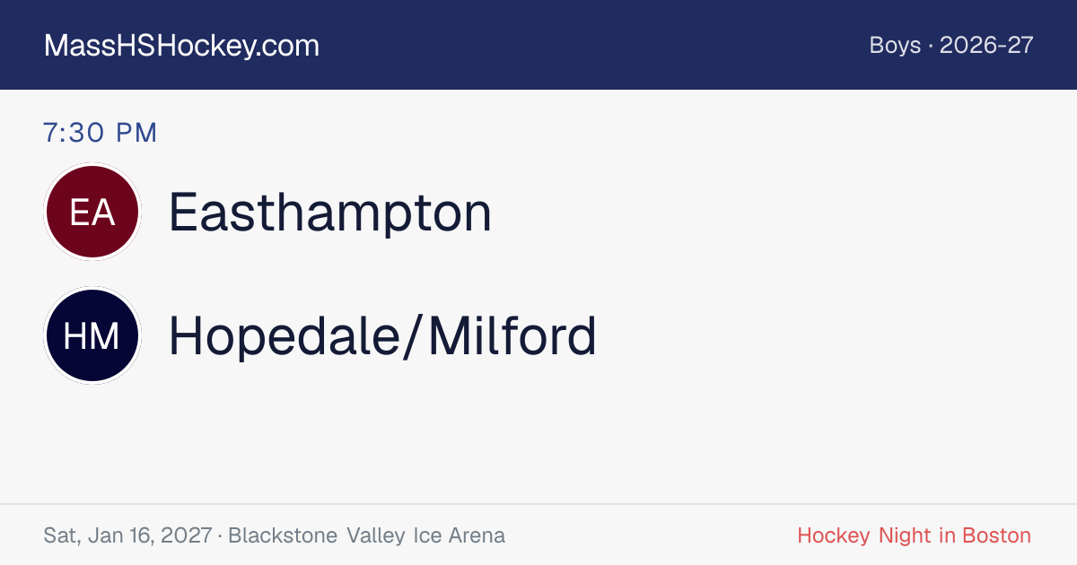 Easthampton at Hopedale/Milford score card