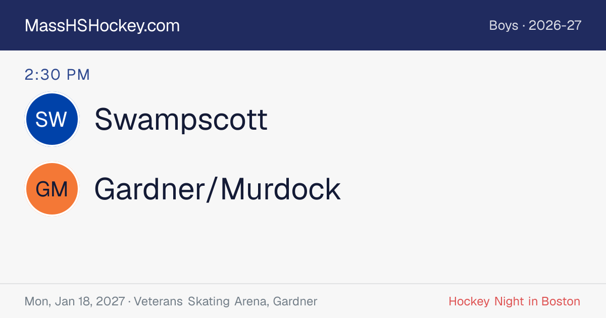 Swampscott at Gardner/Murdock score card