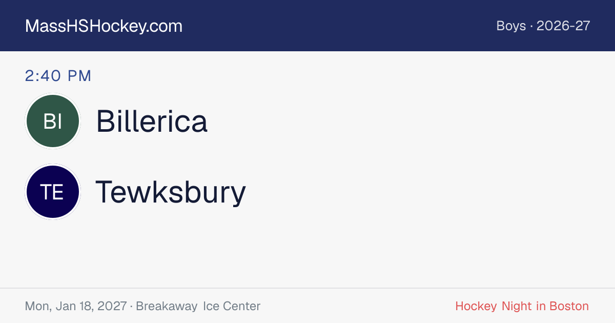 Billerica at Tewksbury score card