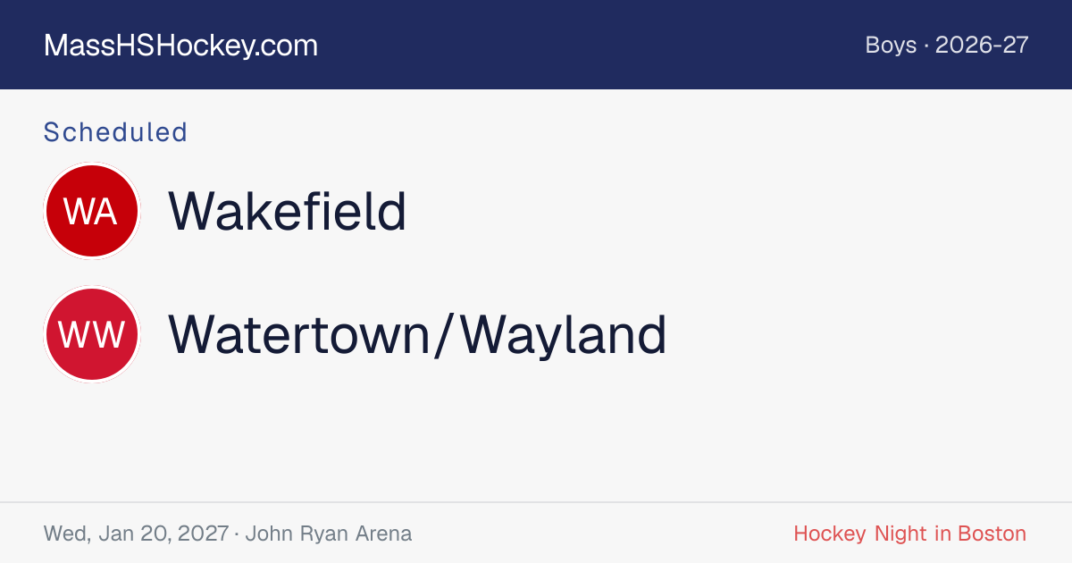 Wakefield at Watertown/Wayland score card