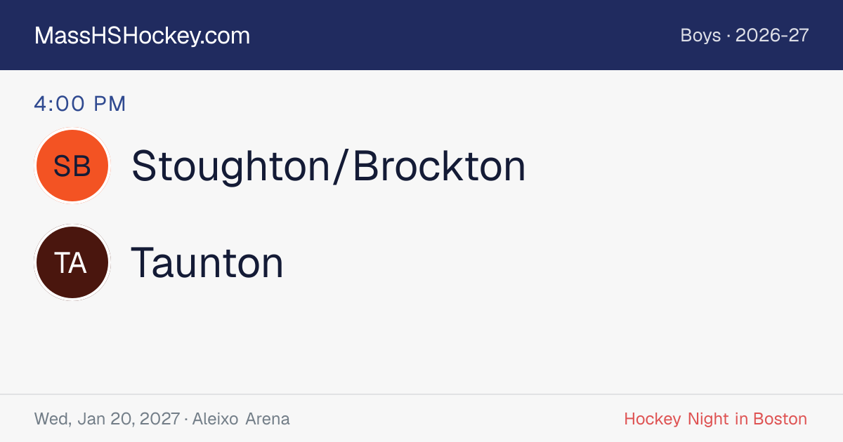 Stoughton/Brockton at Taunton score card