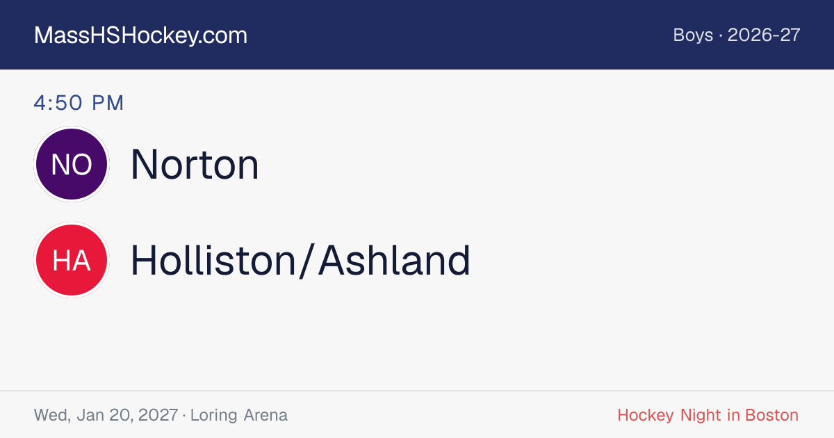 Norton at Holliston/Ashland score card