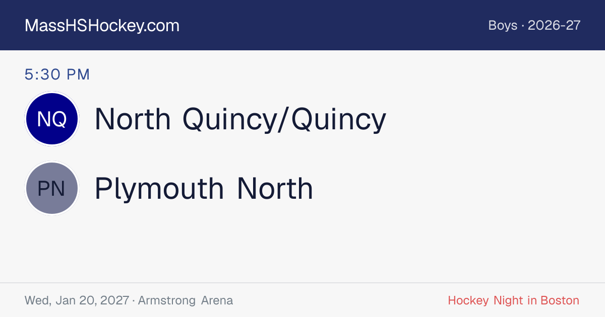 North Quincy/Quincy at Plymouth North score card