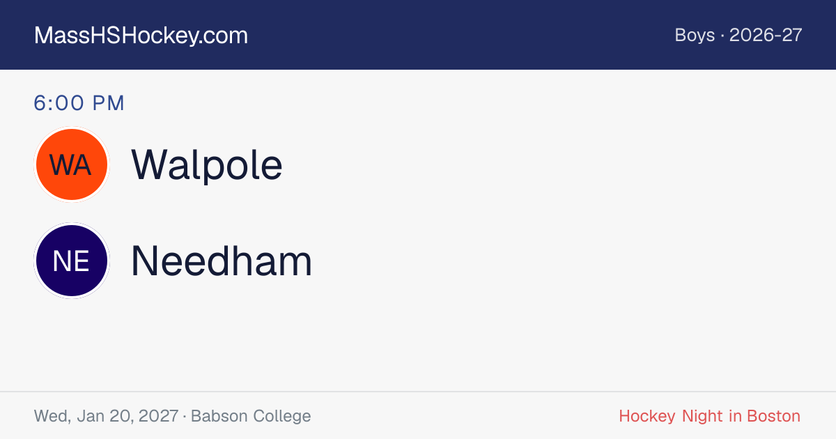 Walpole at Needham score card