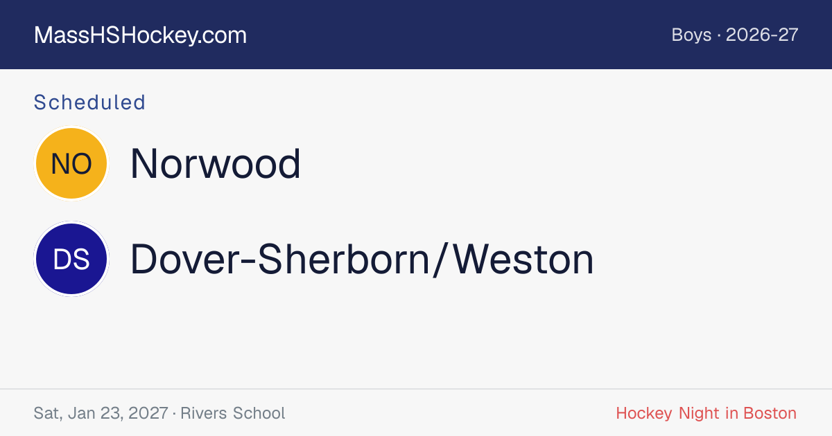 Norwood at Dover-Sherborn/Weston score card