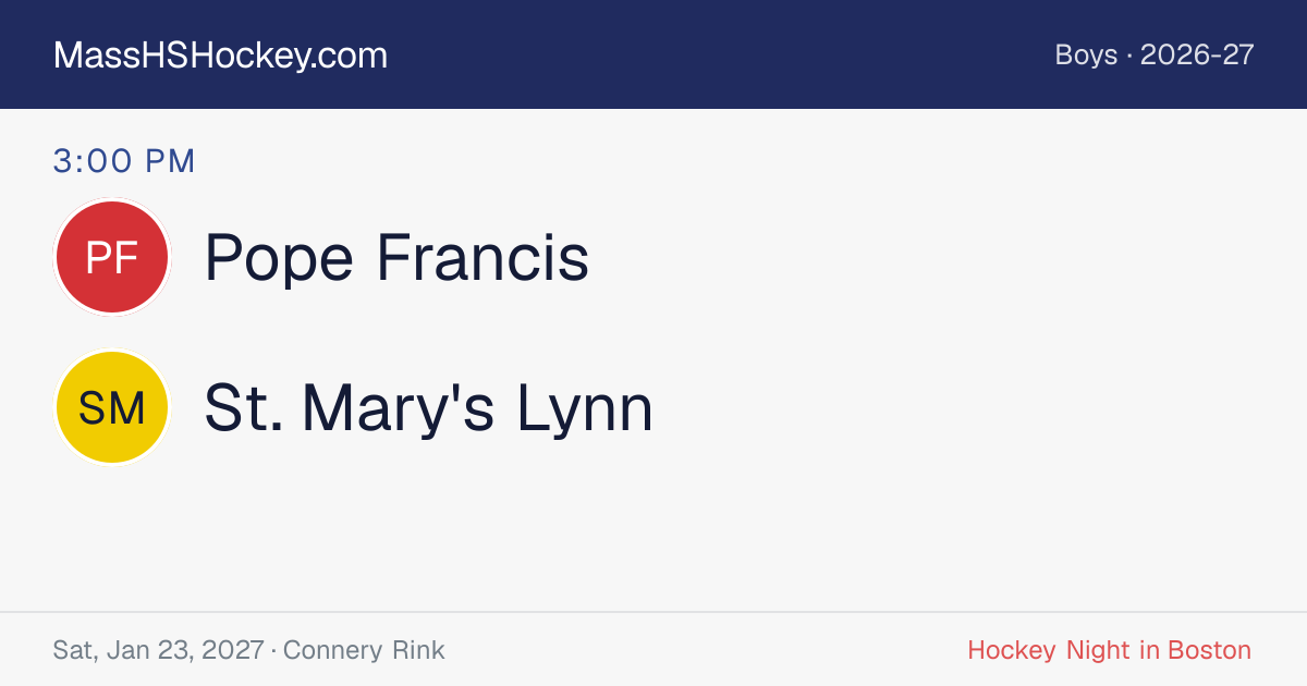 Pope Francis at St. Mary's Lynn score card
