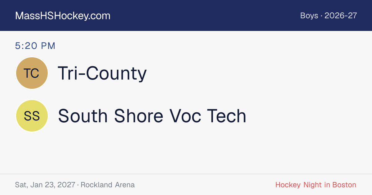 Tri-County at South Shore Voc Tech score card
