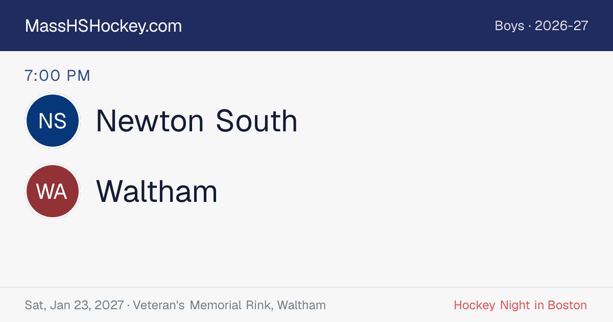 Newton South at Waltham score card