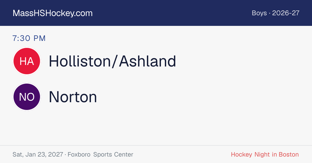 Holliston/Ashland at Norton score card