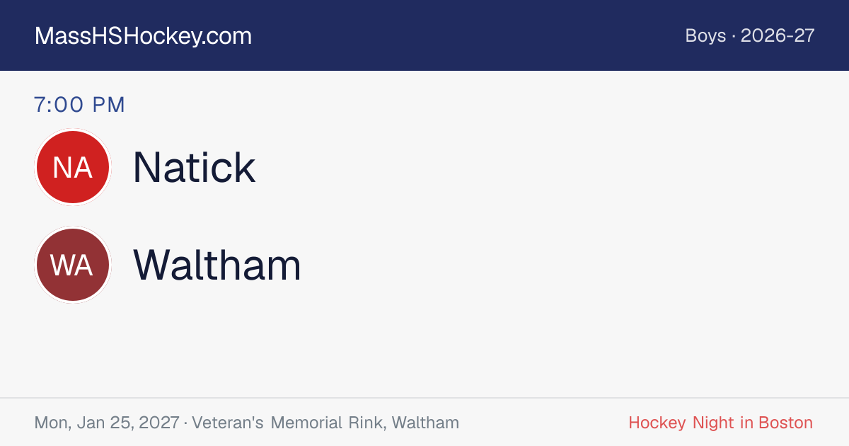 Natick at Waltham score card