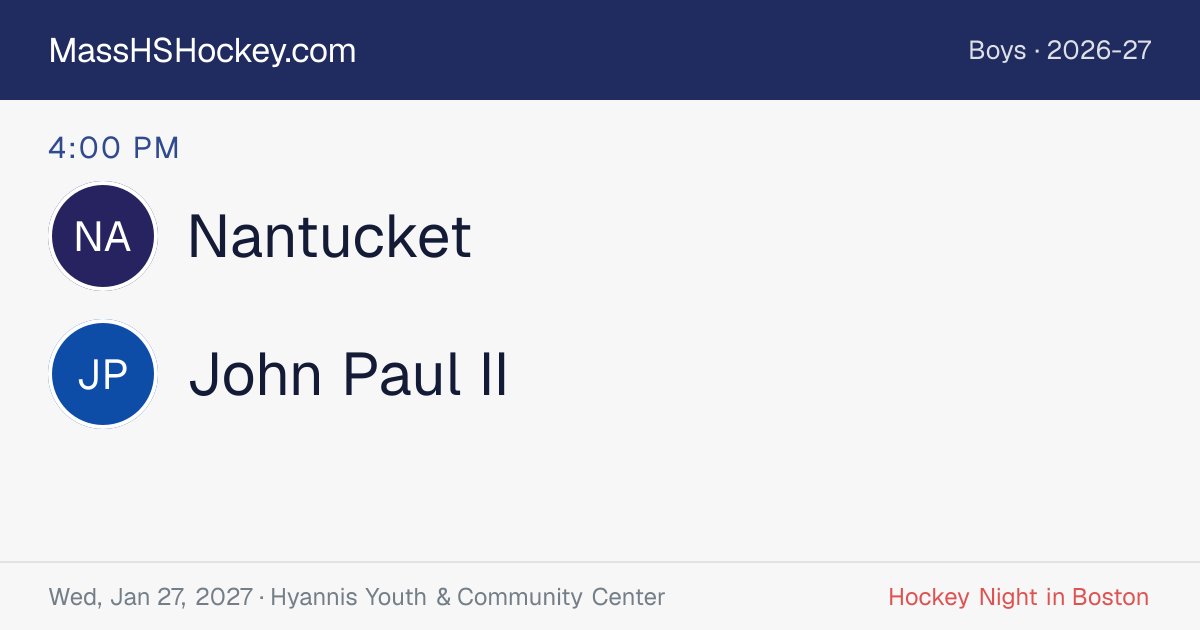 Nantucket at John Paul II score card