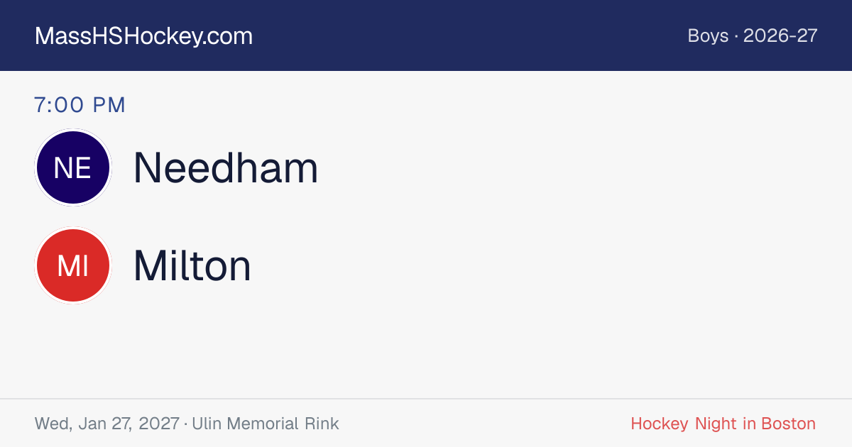 Needham at Milton score card
