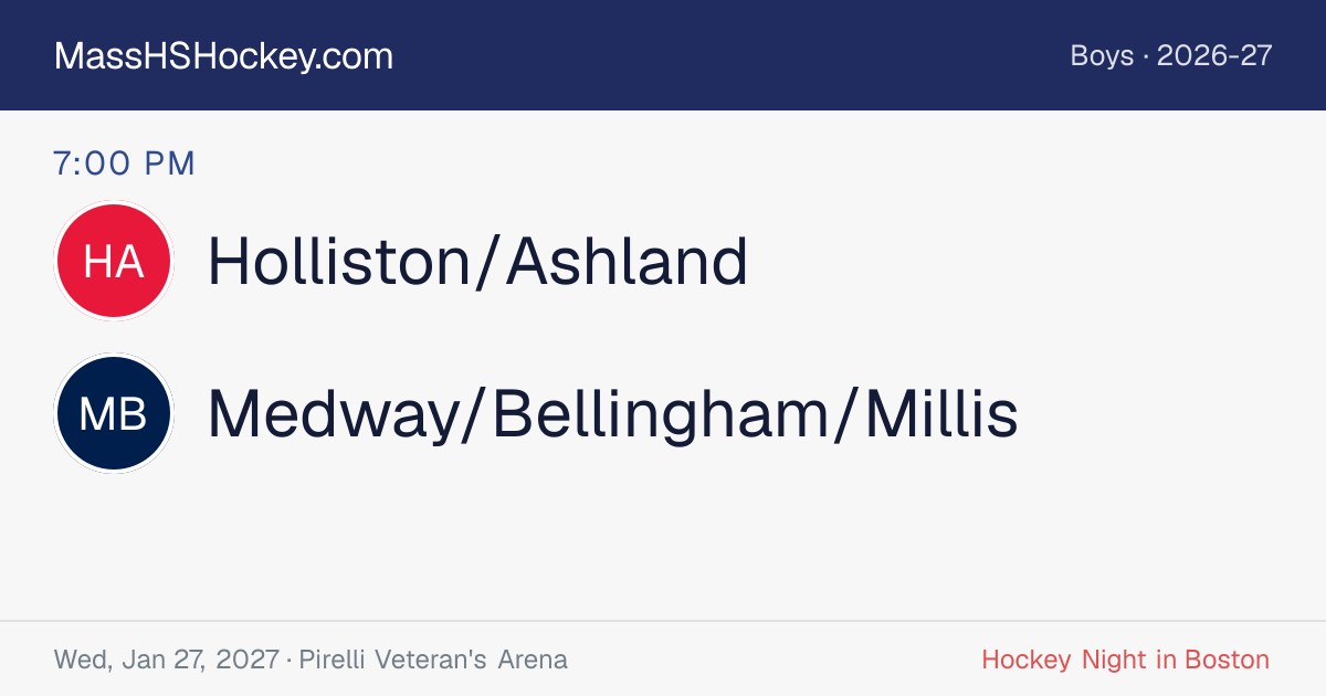 Holliston/Ashland at Medway/Bellingham/Millis score card