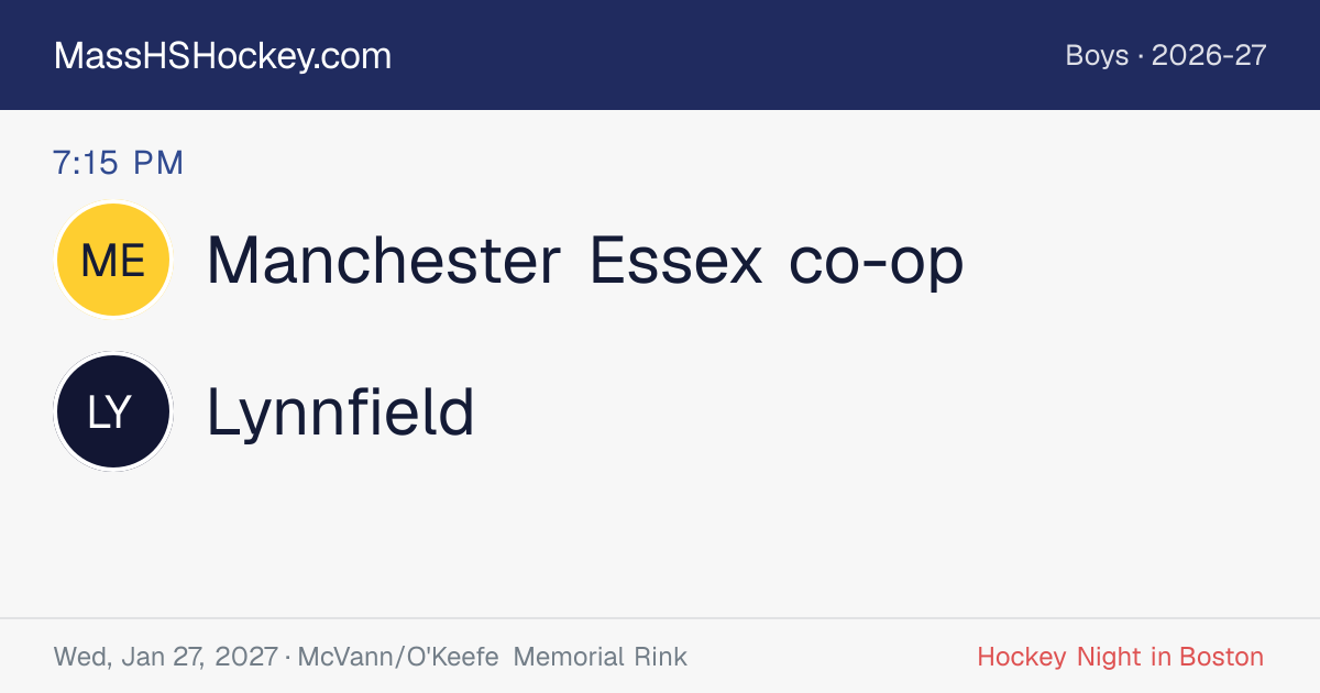 Manchester Essex co-op at Lynnfield score card