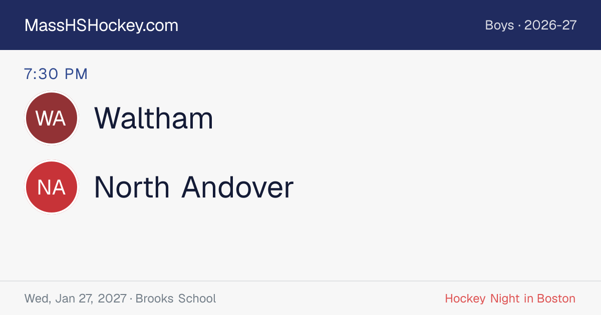 Waltham at North Andover score card
