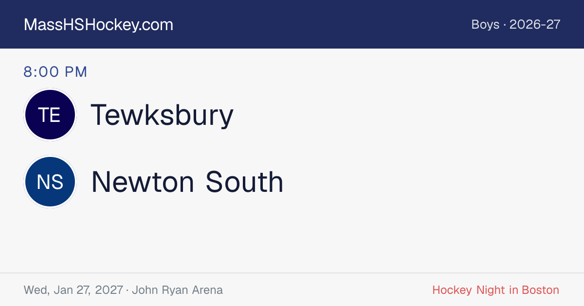 Tewksbury at Newton South score card