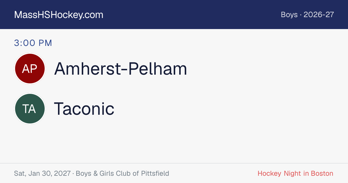 Amherst-Pelham at Taconic score card