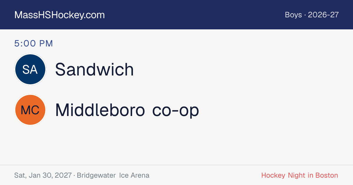Sandwich at Middleboro co-op score card