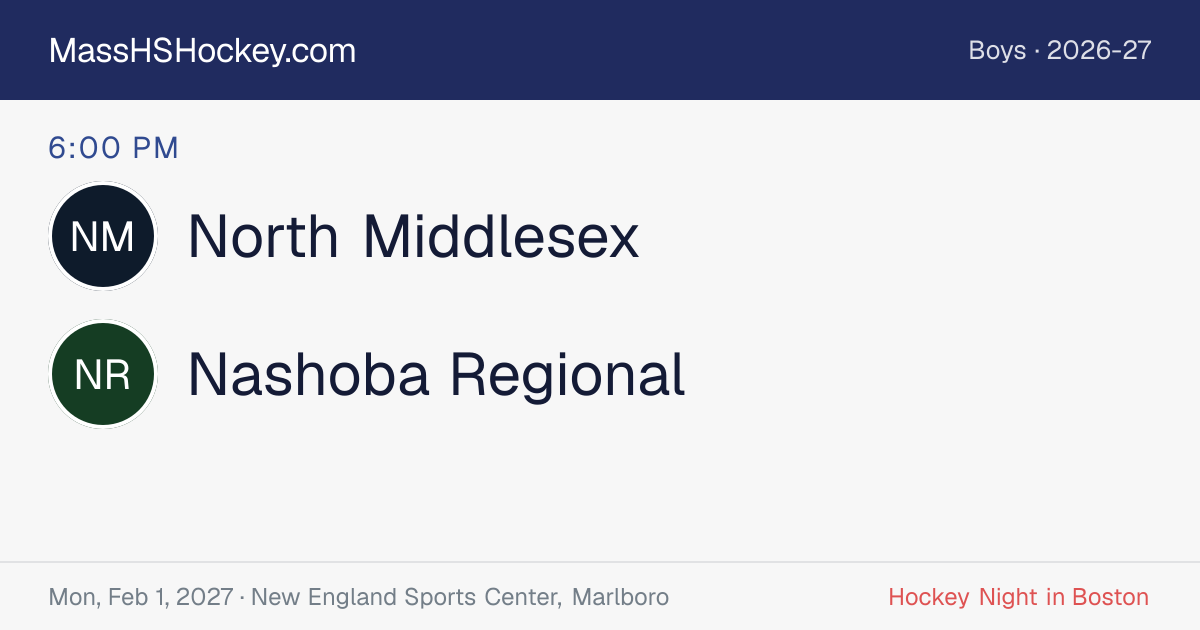 North Middlesex at Nashoba Regional score card