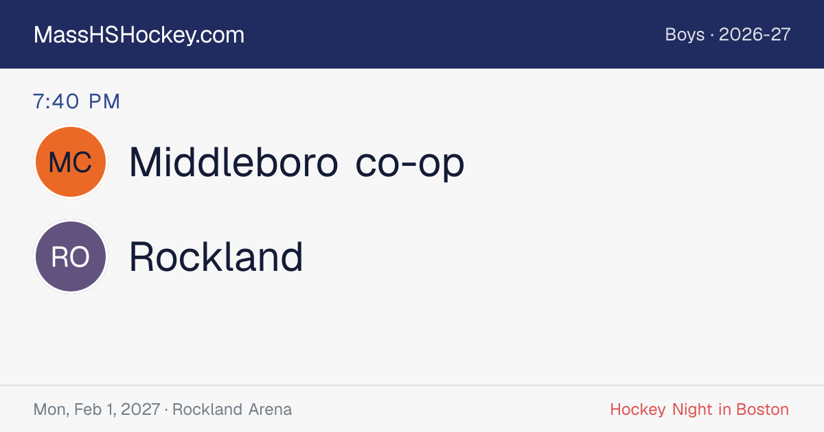 Middleboro co-op at Rockland score card