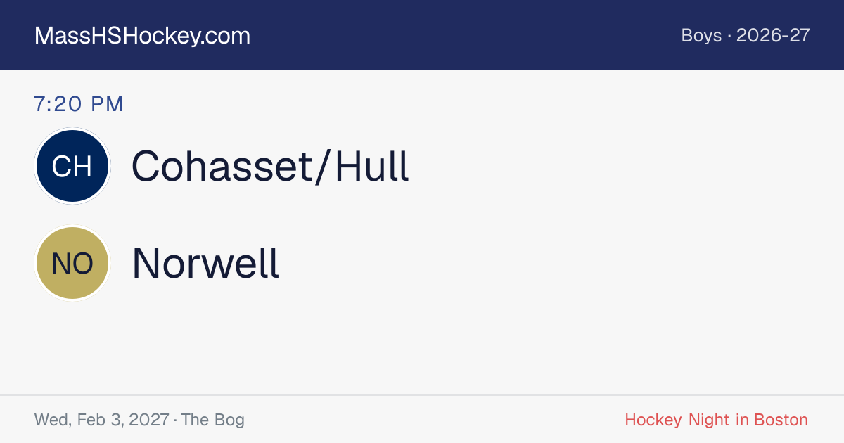 Cohasset/Hull at Norwell score card
