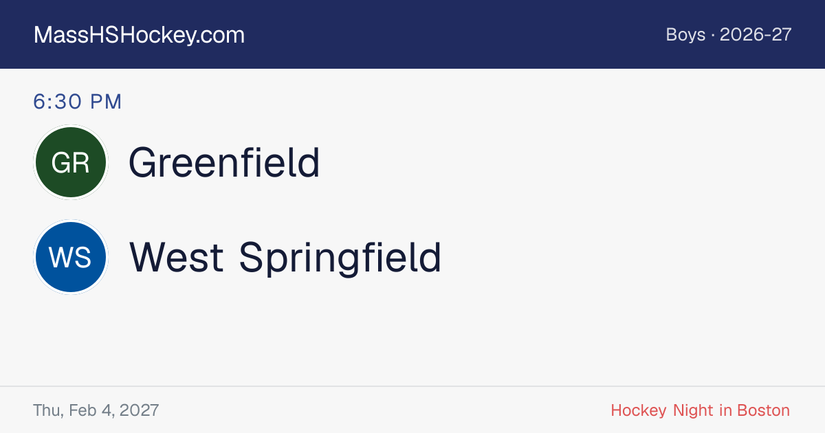 Greenfield at West Springfield score card