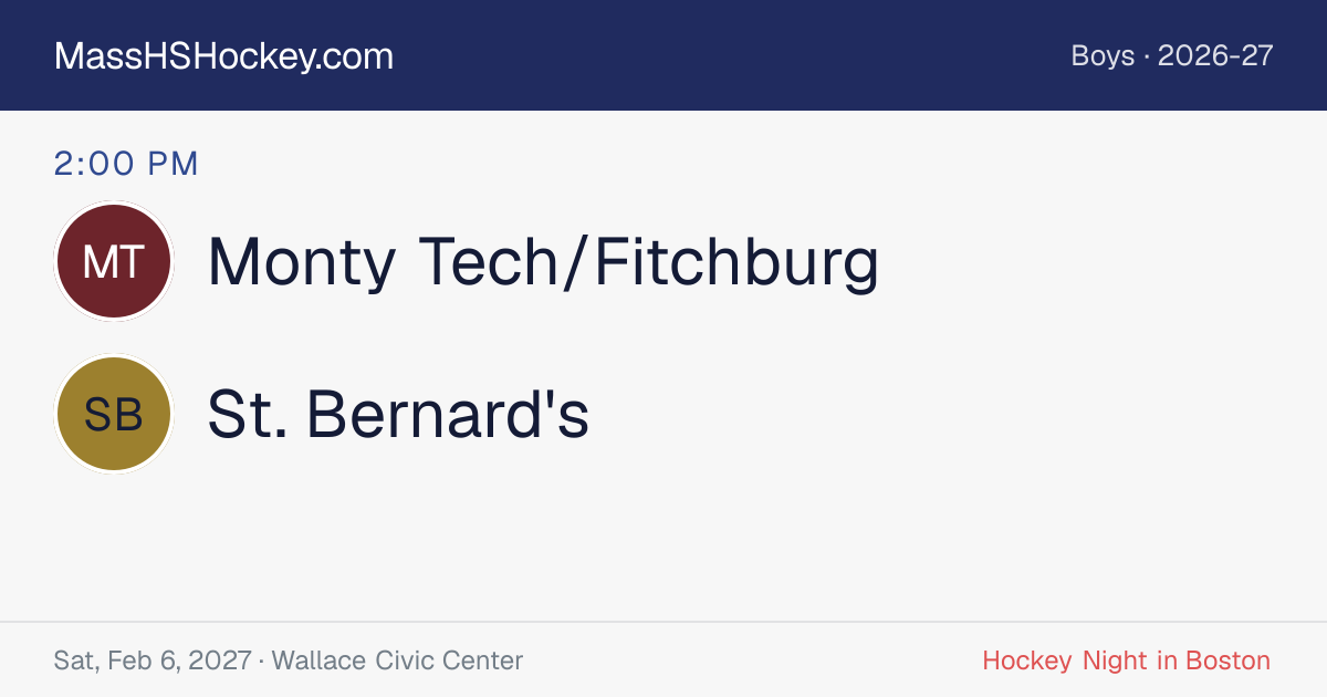 Monty Tech/Fitchburg at St. Bernard's score card