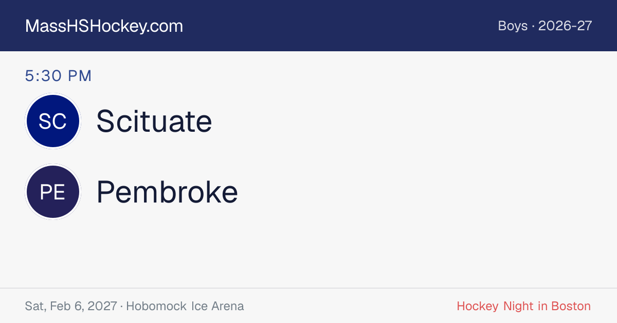Scituate at Pembroke score card