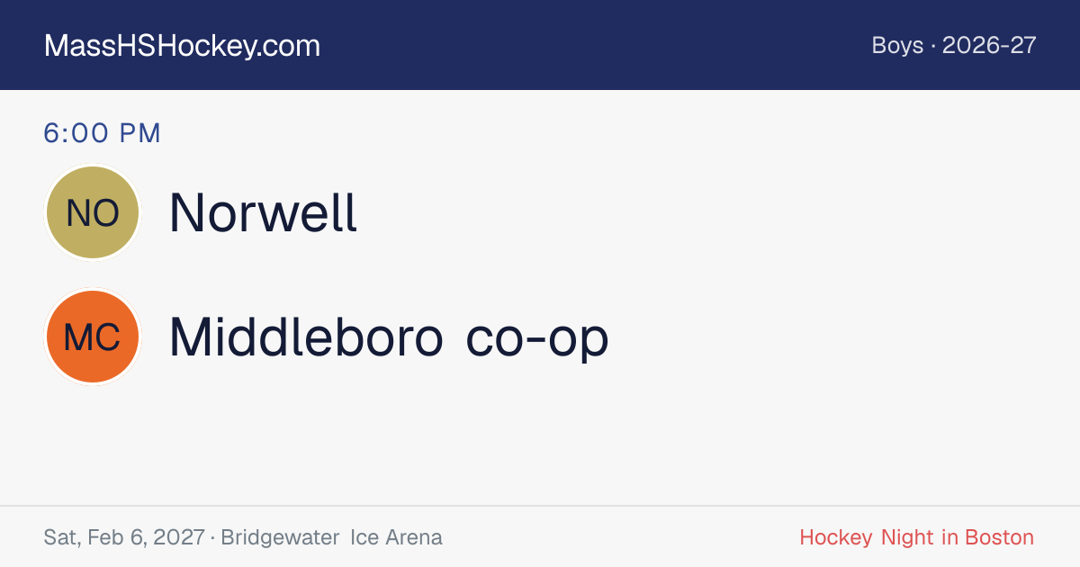 Norwell at Middleboro co-op score card