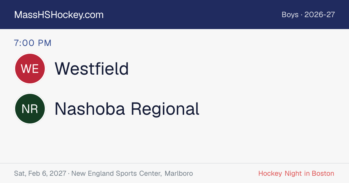 Westfield at Nashoba Regional score card