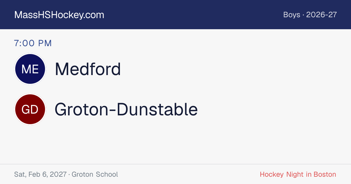 Medford at Groton-Dunstable score card