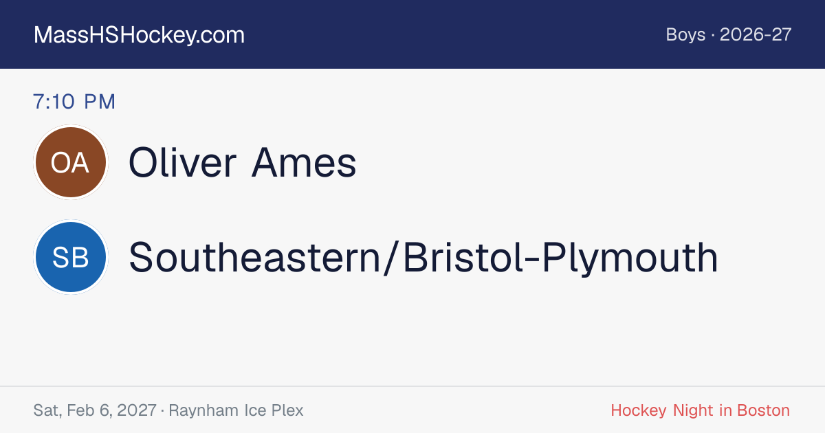 Oliver Ames at Southeastern/Bristol-Plymouth score card