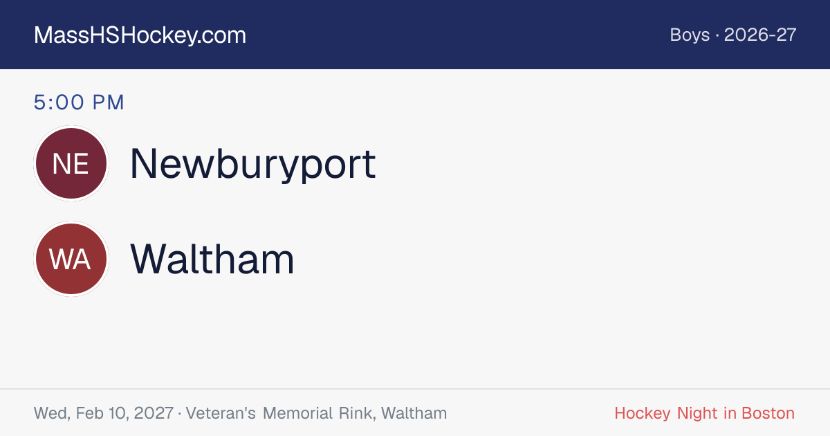 Newburyport at Waltham score card