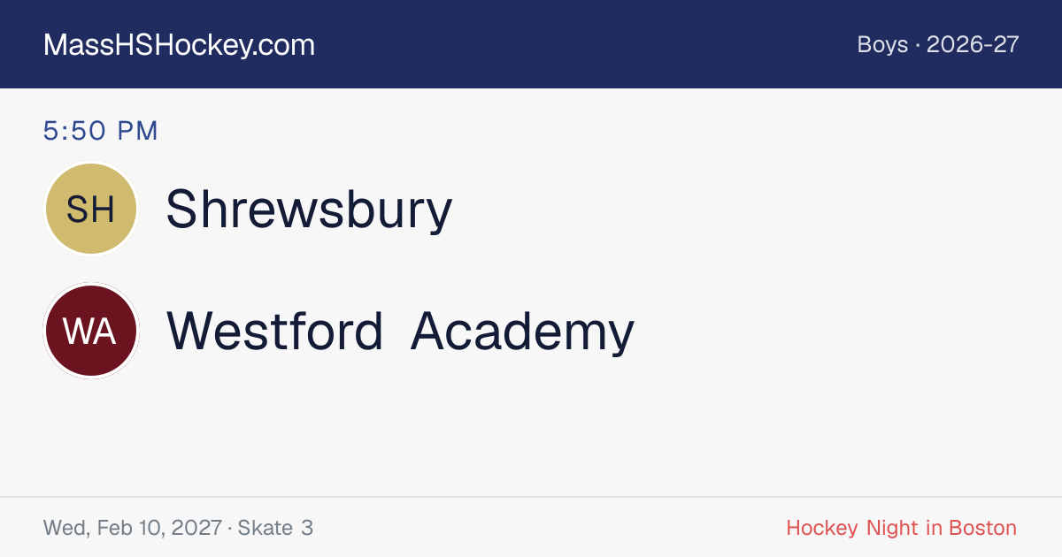 Shrewsbury at Westford Academy score card