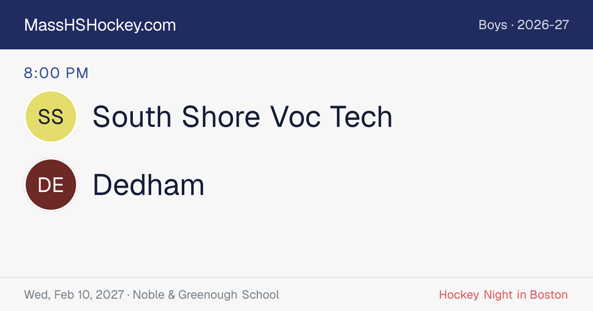 South Shore Voc Tech at Dedham score card