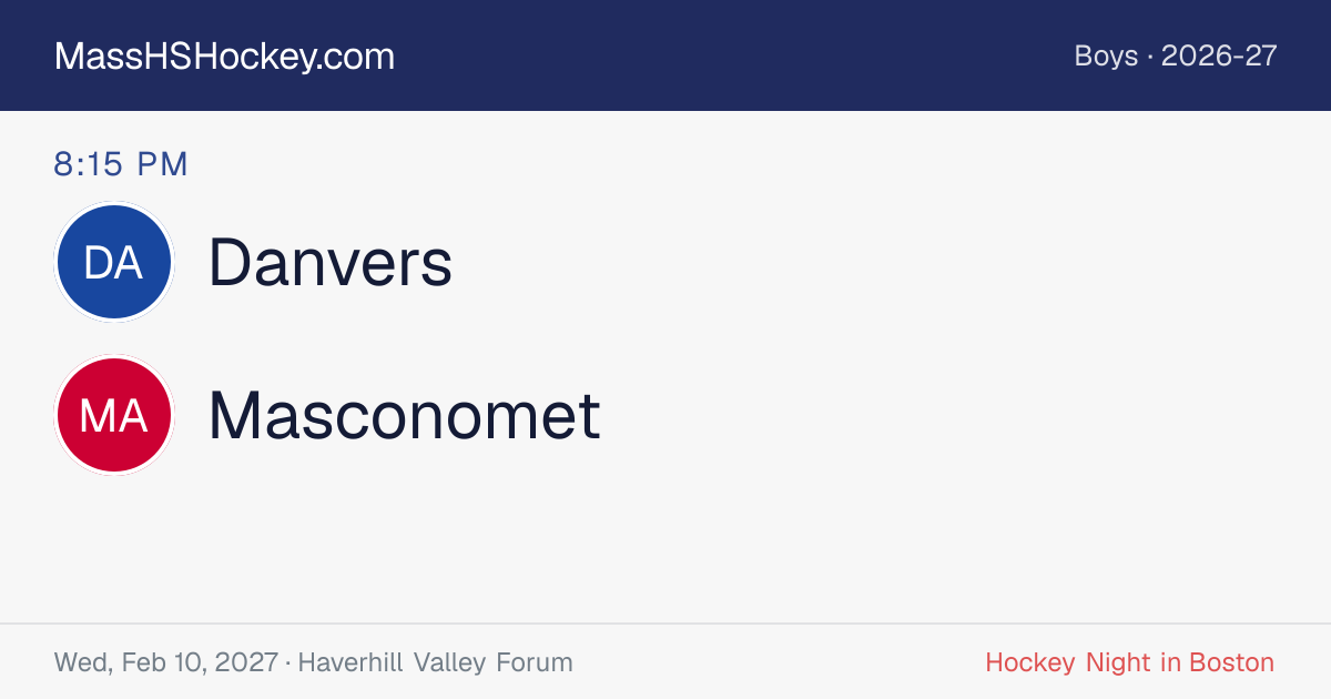 Danvers at Masconomet score card