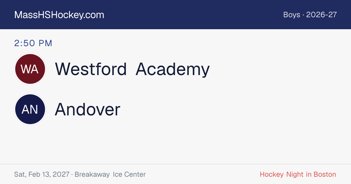Westford Academy at Andover score card
