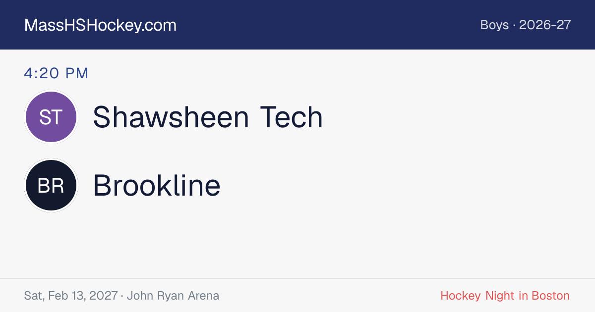 Shawsheen Tech at Brookline score card