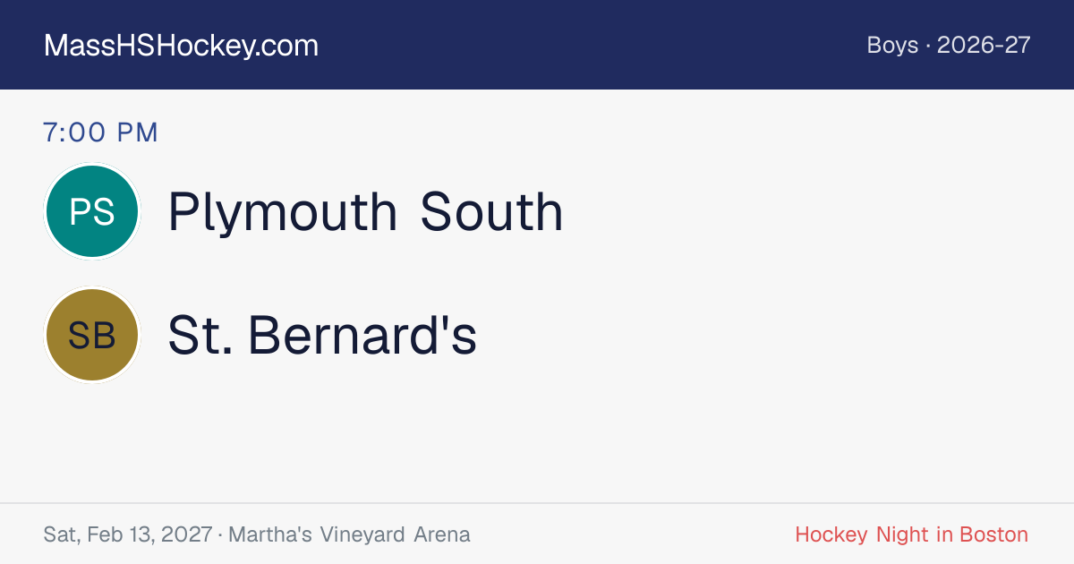 Plymouth South at St. Bernard's score card