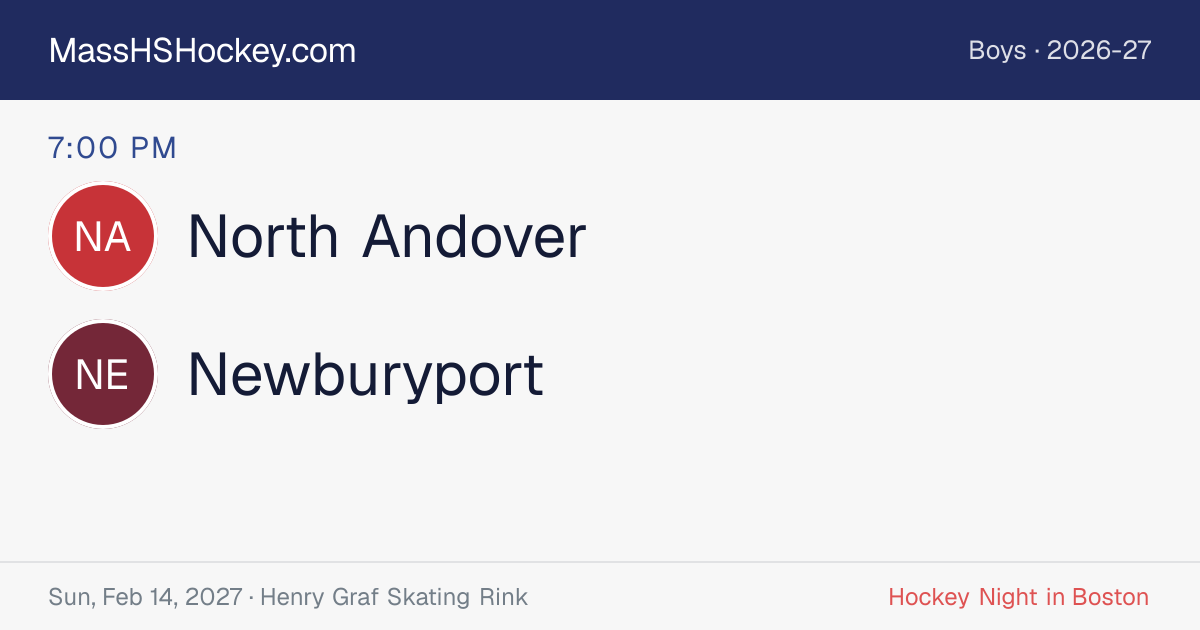 North Andover at Newburyport score card