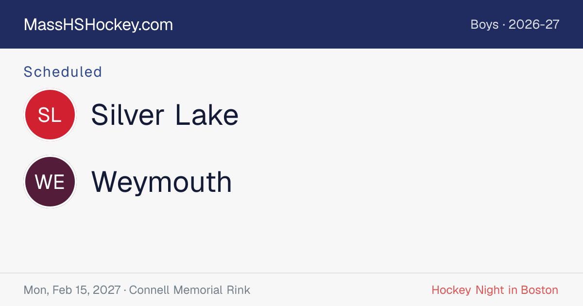 Silver Lake at Weymouth score card