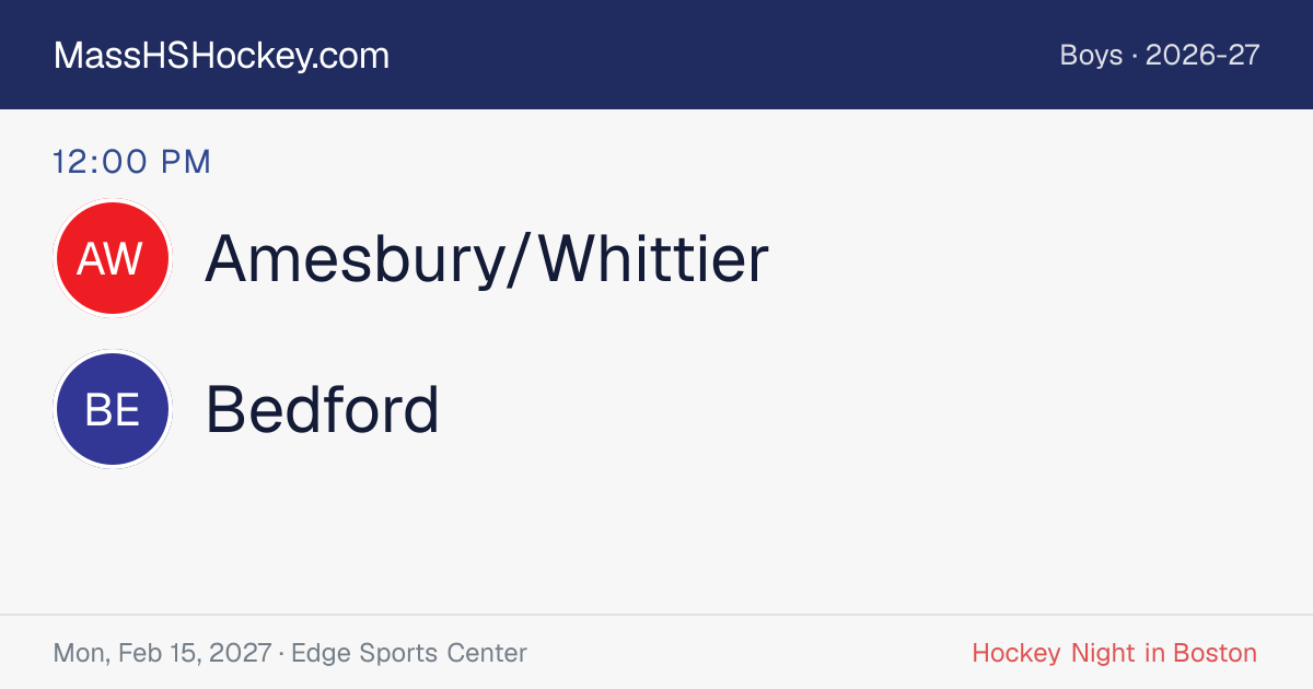 Amesbury/Whittier at Bedford score card